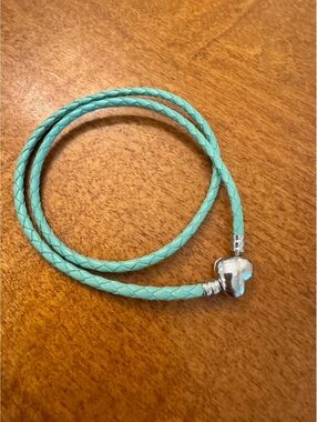 Turquoise Braided Leather Bracelet with Silver Clasp 343